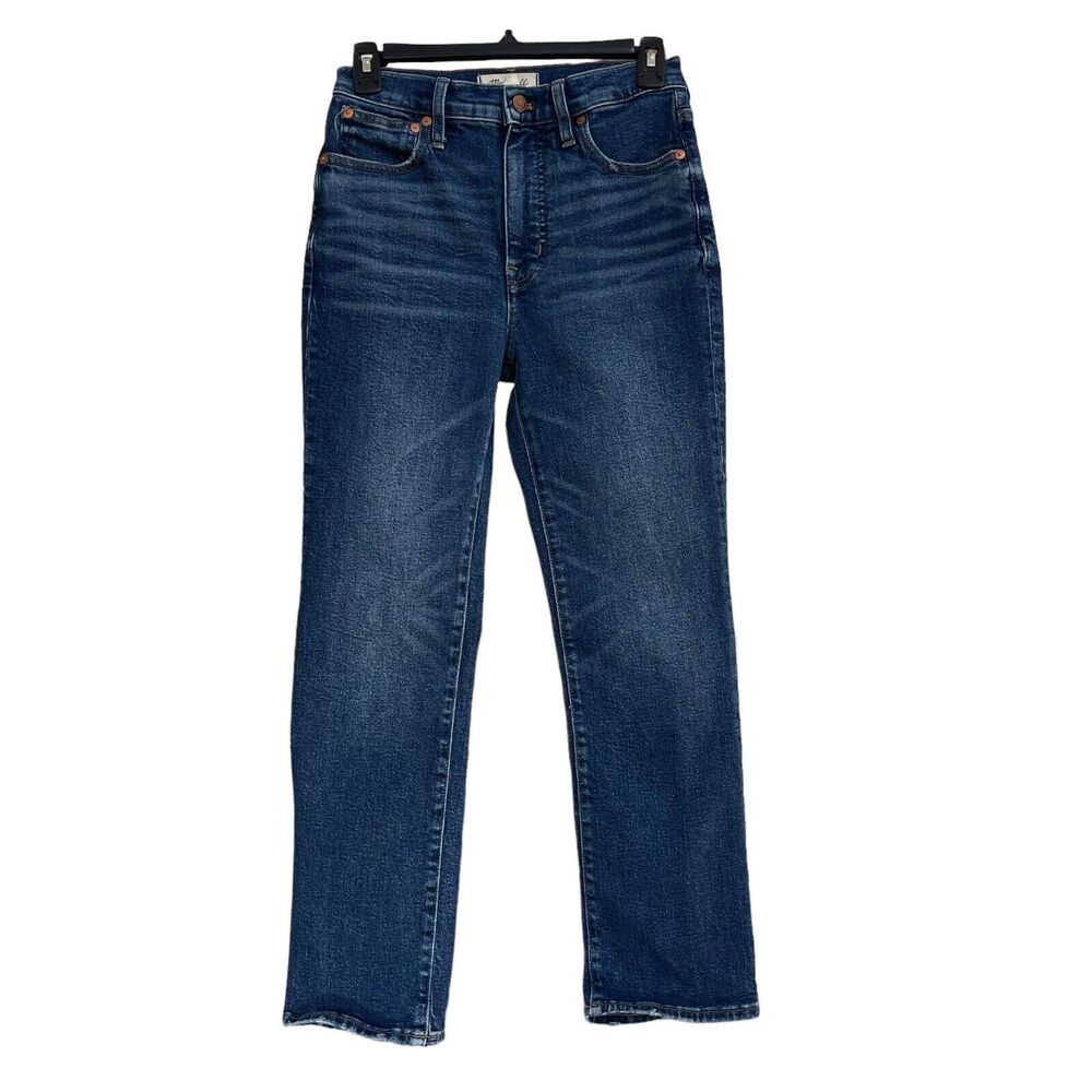 Madewell SZ 25 Slim Demi-Boot Jeans Zip-Fly Mid-Rise Whiskered Stretch Pockets